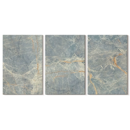 Zestaw 3 dużych obrazów na płótnie - Zielony marmur ozdobny kamień - zielony