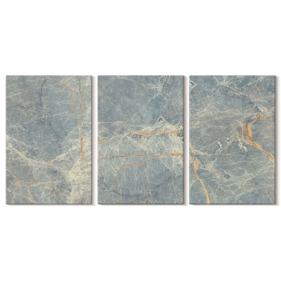 Zestaw 3 dużych obrazów na płótnie - Zielony marmur ozdobny kamień - zielony