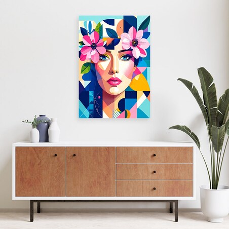 Obraz do salonu sypialni, Portret Kobiety inspirowany bauhausem 40x60