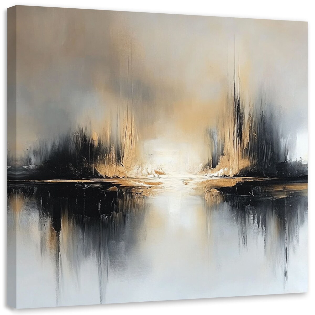 Abstrakcyjny Obraz do salonu sypialni kuchni biura Tekstura Beżowo Szara jak malowany 60x60