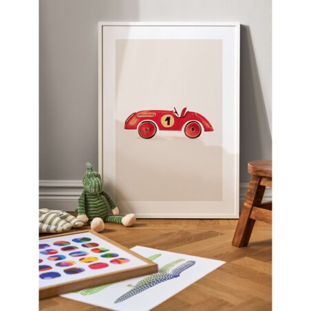Poster Story, Plakat, Obraz - Czerwony Samochód Wyścigowy, wymiary 30 x 42 cm