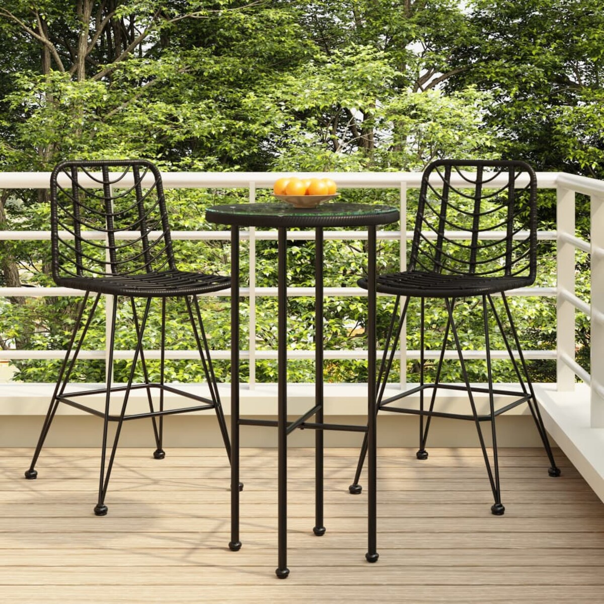 vidaXL Stołki barowe, 2 szt., czarne 45x56x103,5 cm, PE, rattan i stal
