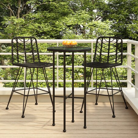 vidaXL Stołki barowe, 2 szt., czarne 45x56x103,5 cm, PE, rattan i stal