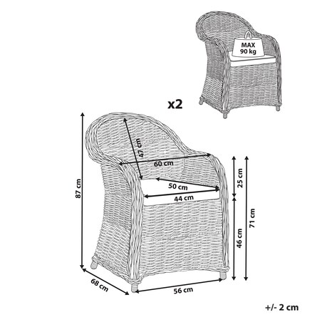 Zestaw 2 foteli ogrodowych z poduszkami SUSUA II Rattan Naturalny