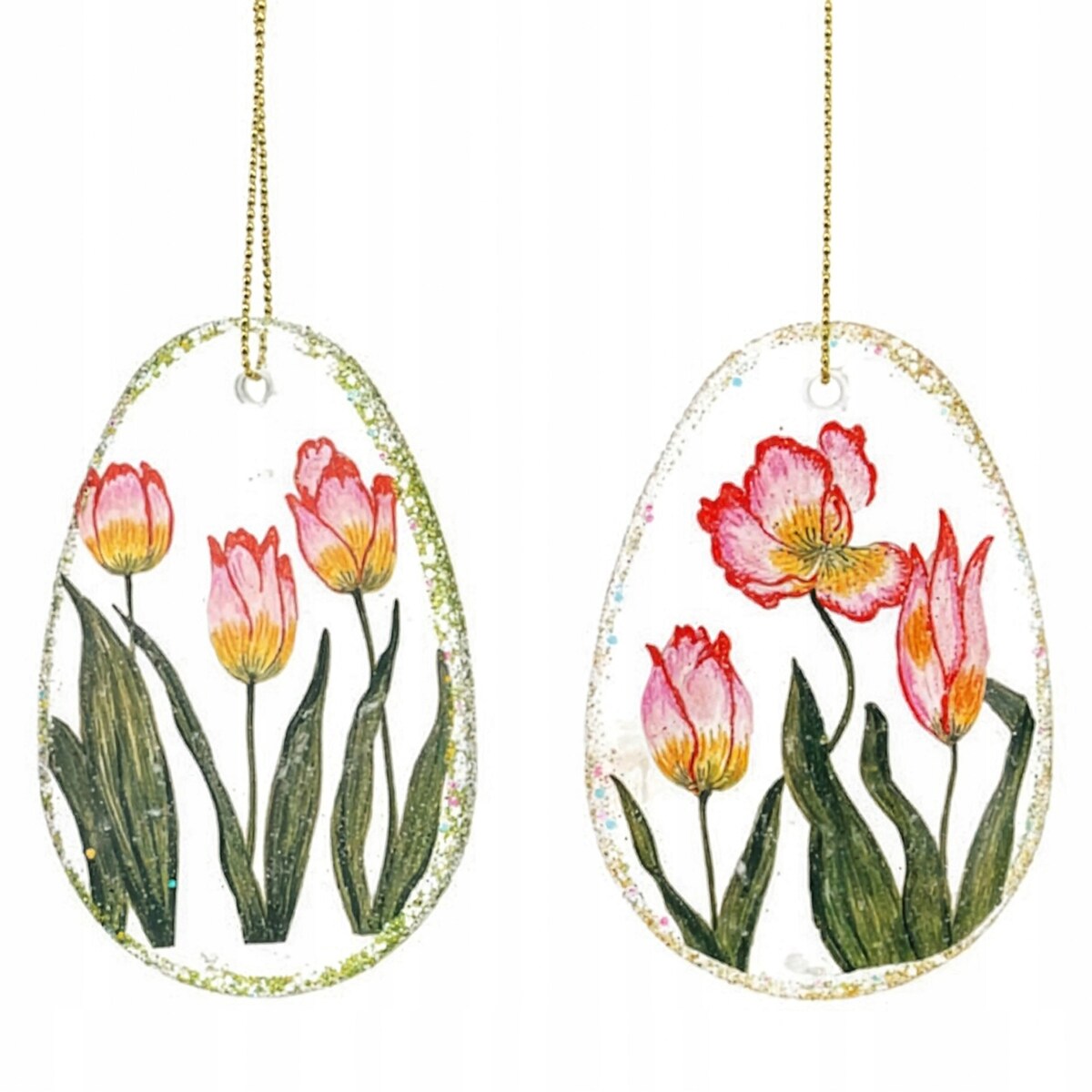 ZAWIESZKA WIELKANOCNA DEKORACJA NA WIELKANOC JAJKO 2szt SZKLANA HANDMADE