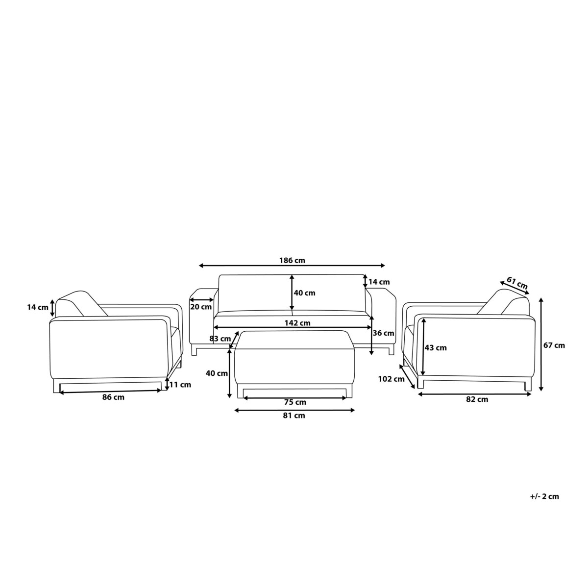 Zestaw ogrodowy ze stolikiem dla 5 osób ROVIGO Jasnoszary