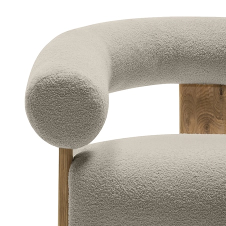 Fotel wypoczynkowy brązowoszary bouclé/dąb Ilady