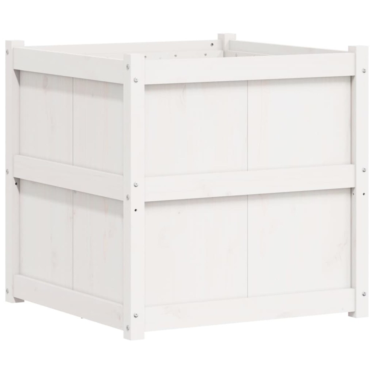 vidaXL Donica ogrodowa, biała, 70x70x70 cm, lite drewno sosnowe