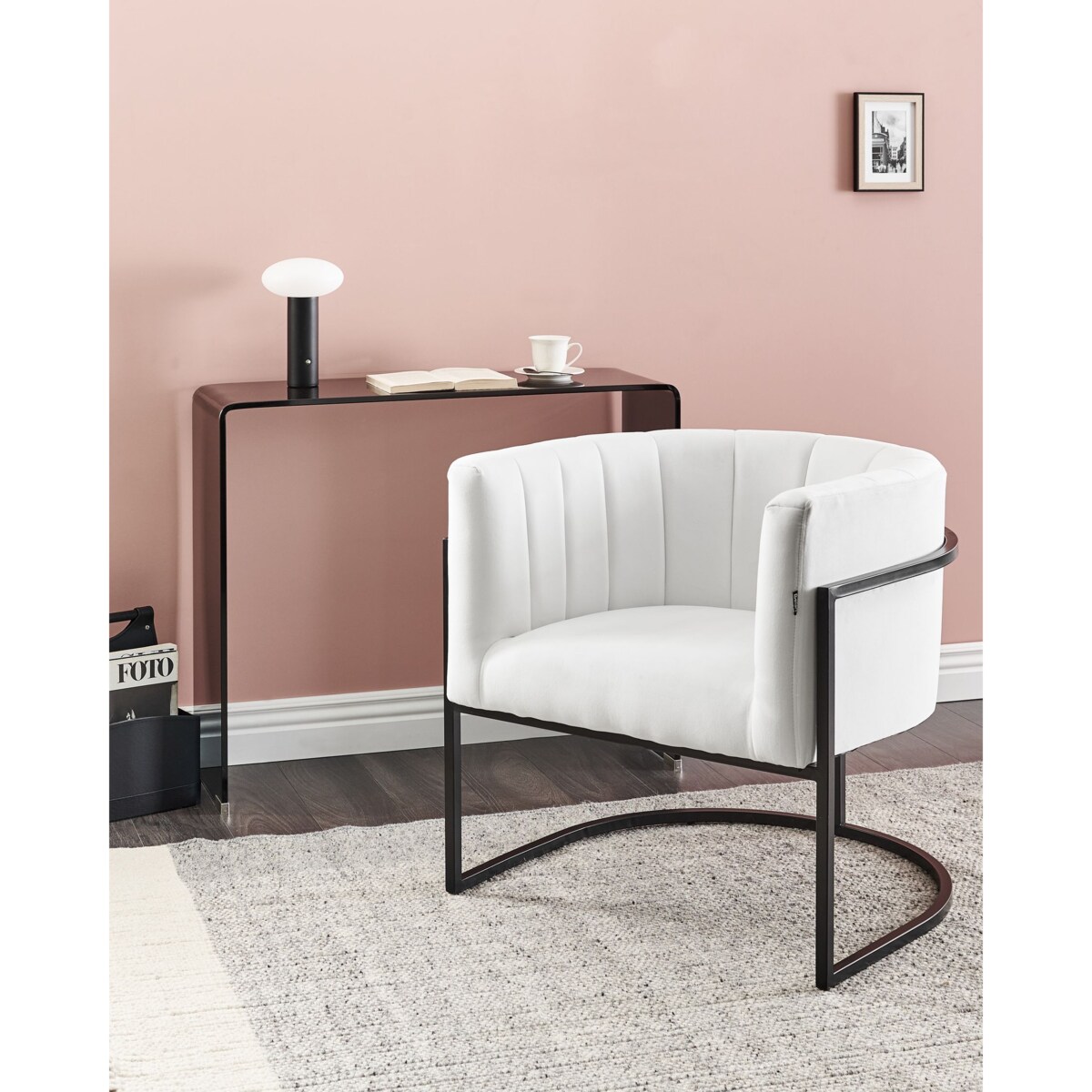 Fotel LARVIK II Welur Biały