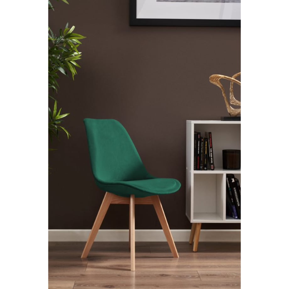 Krzesło tapicerowane welurowe BARI zielone