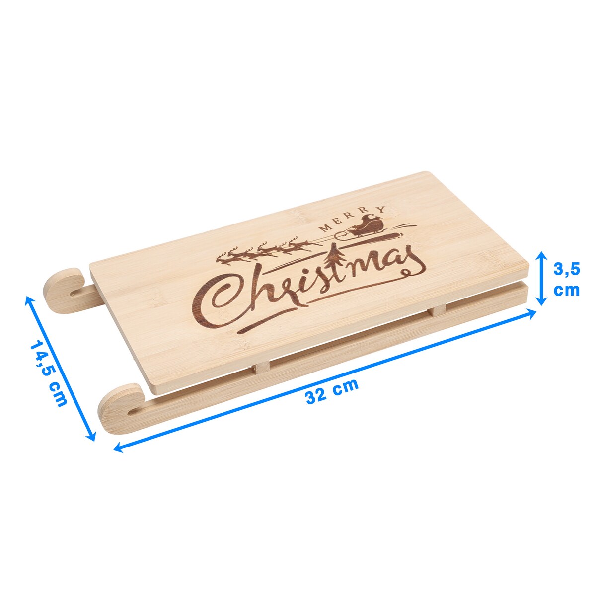 Deska Do Serwowania Świąteczna Na Boże Narodzenie Bambusowa Sanie Mikołaja