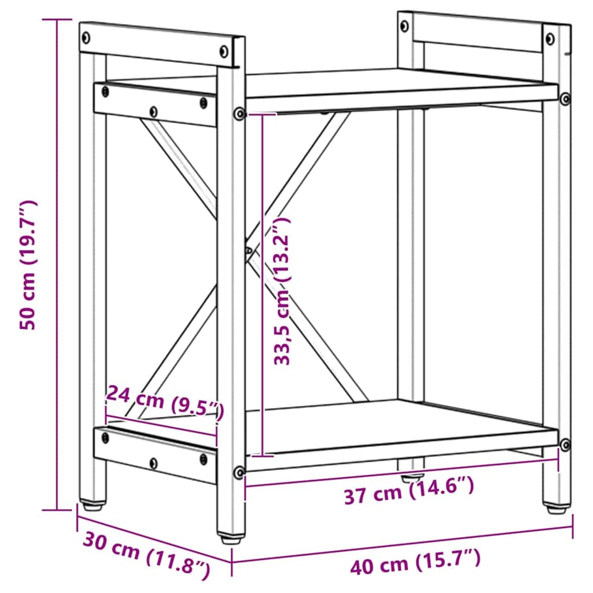 vidaXL Półka na książki Szary dąb sonoma 40 x 30 x 48.5 cm