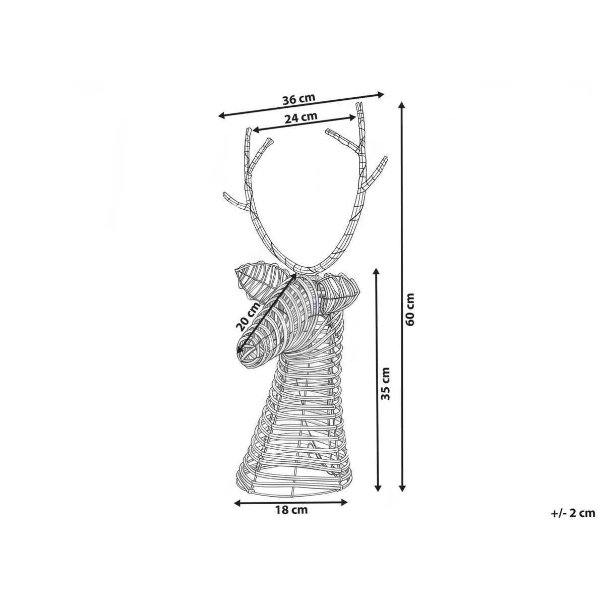 Dekoracja świąteczna LED DYBESO Renifer 60 cm Ciemnobrązowy