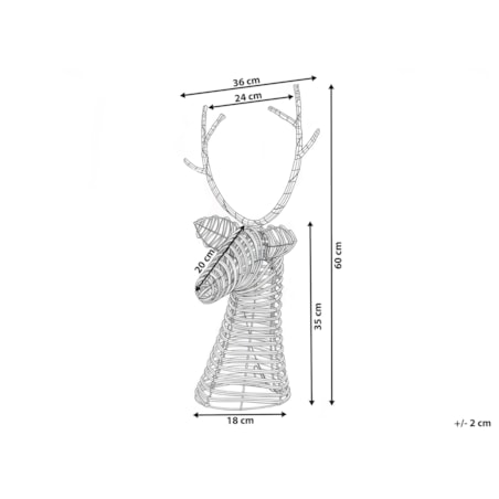 Dekoracja świąteczna LED DYBESO Renifer 60 cm Ciemnobrązowy