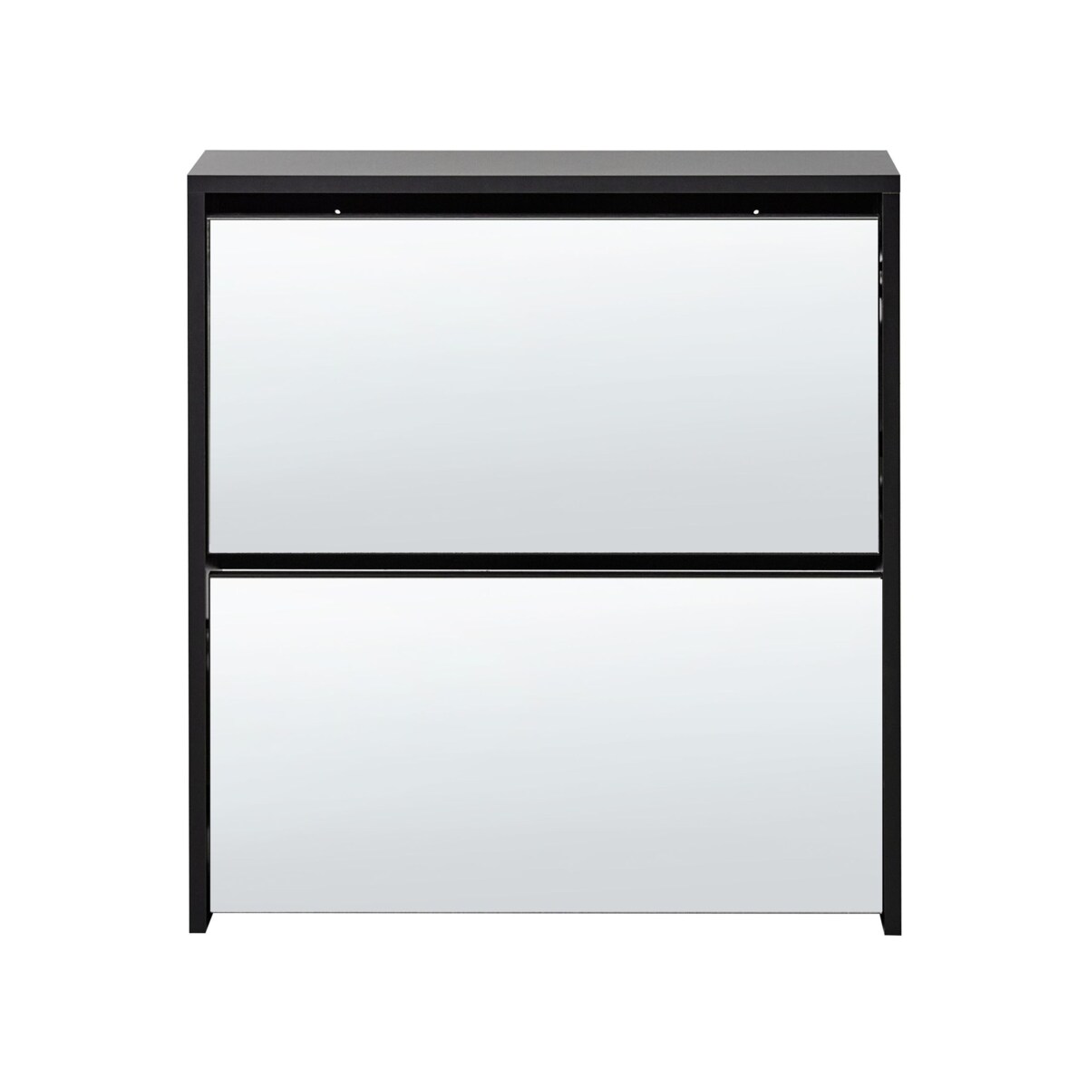 Szafka na buty 2 przegrody lustrzane fronty czarna MIDFIELD