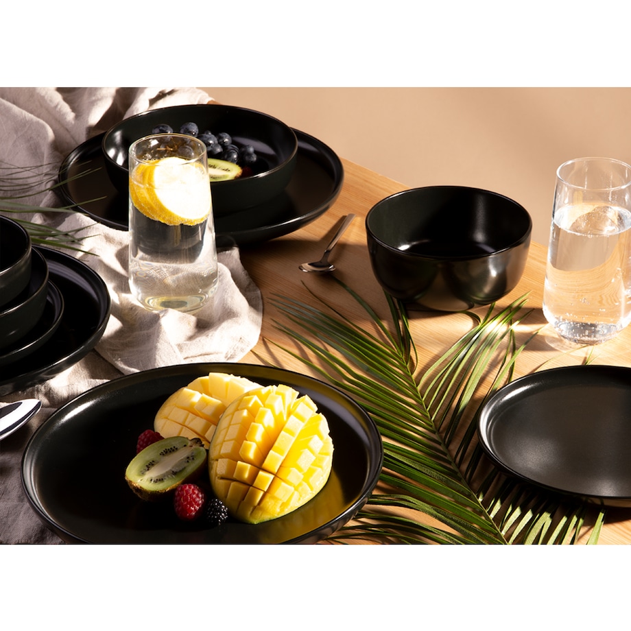 KONSIMO VICTO Zestaw obiadowy 6-osobowy (18 elementów) czarny