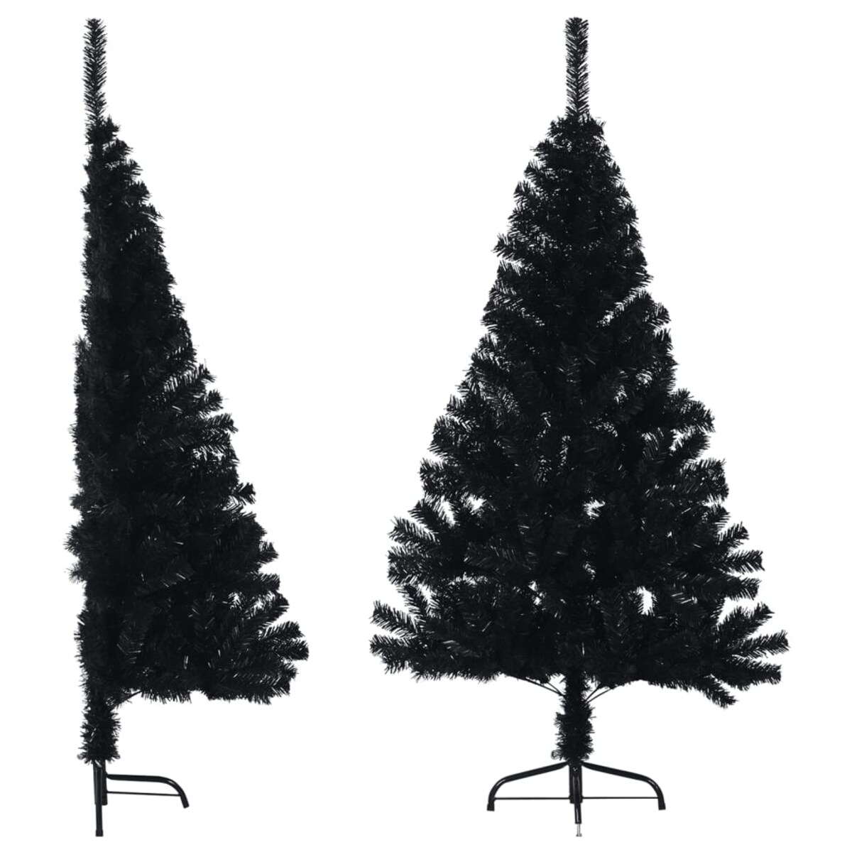 vidaXL Sztuczna choinka połówka ze stojakiem, czarna, 150 cm, PVC