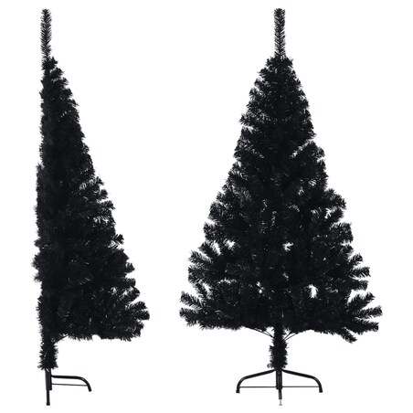 vidaXL Sztuczna choinka połówka ze stojakiem, czarna, 150 cm, PVC