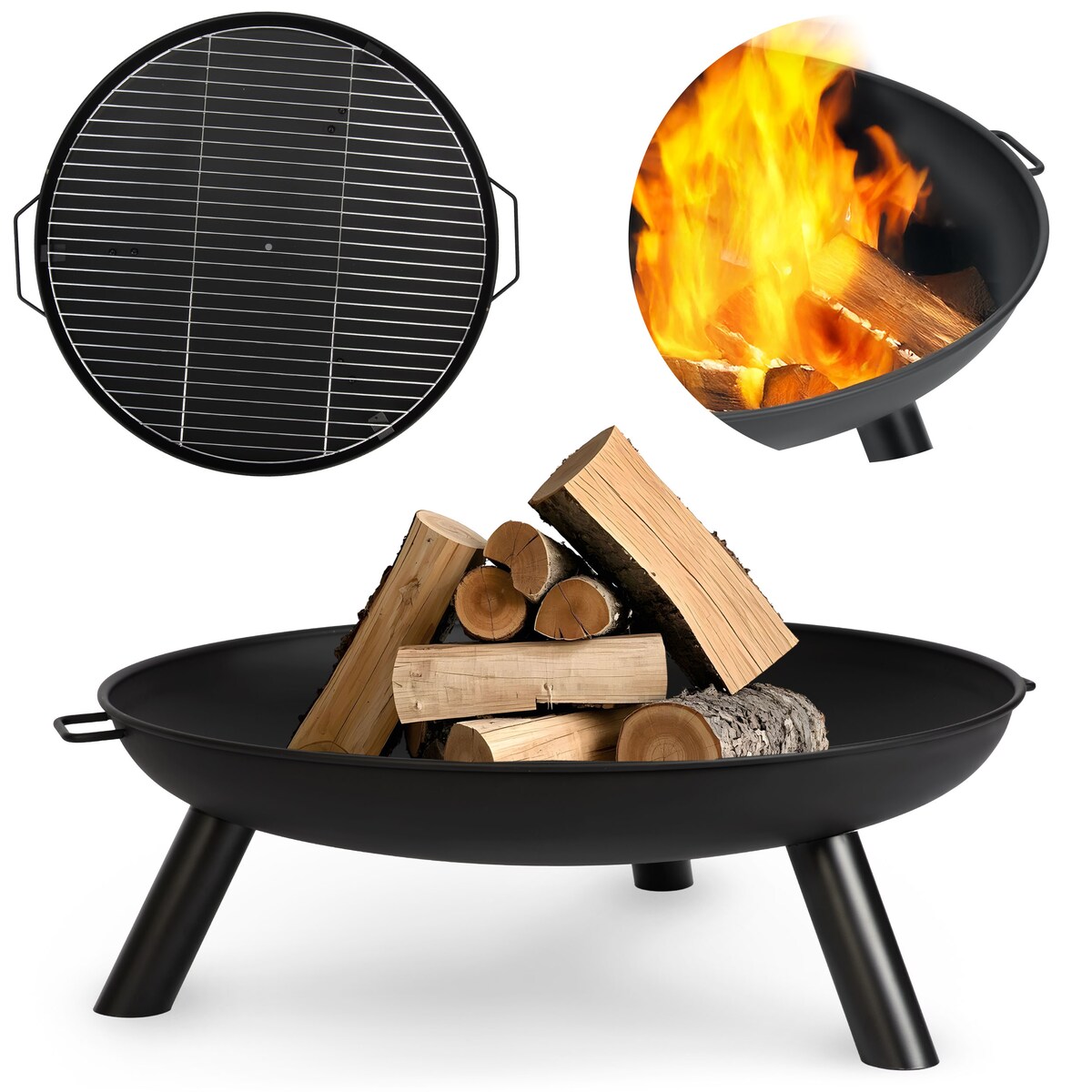 Palenisko ogrodowe z rusztem uchwytami na ognisko grill 60cm Berdsen