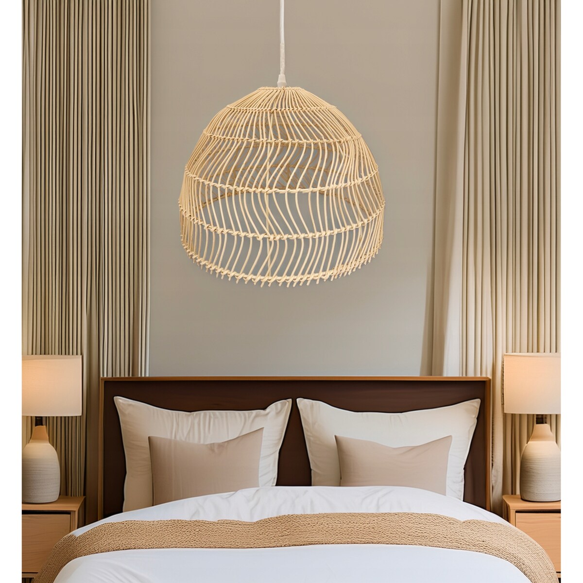 LAMPA SUFITOWA WISZĄCA NAD STÓŁ BOHO NATURALNA do domu salonu duża 36cm