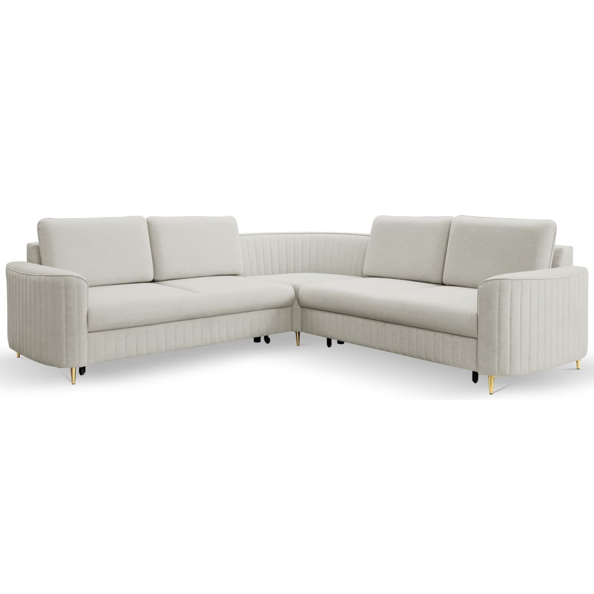 Narożnik z funkcją spania i pojemnikiem na pościel LOREN, jasny szary