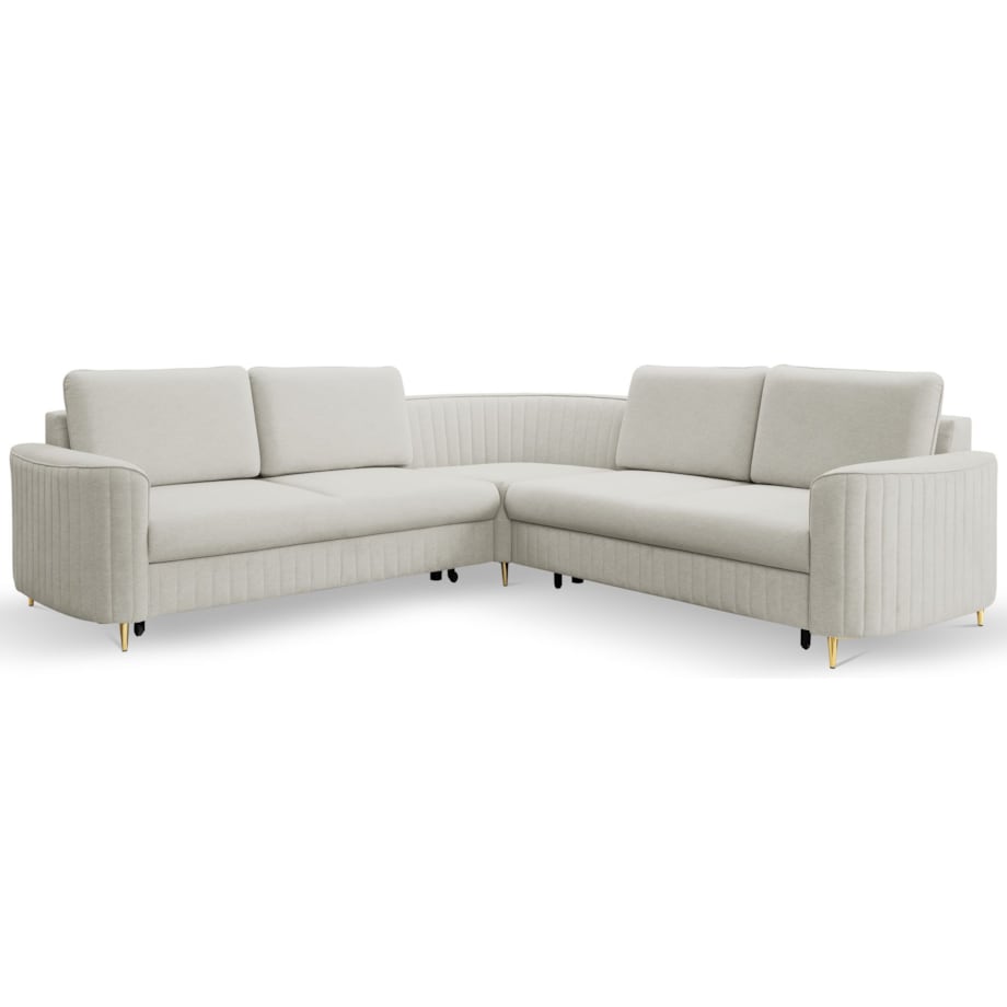 Narożnik z funkcją spania i pojemnikiem na pościel LOREN, jasny szary