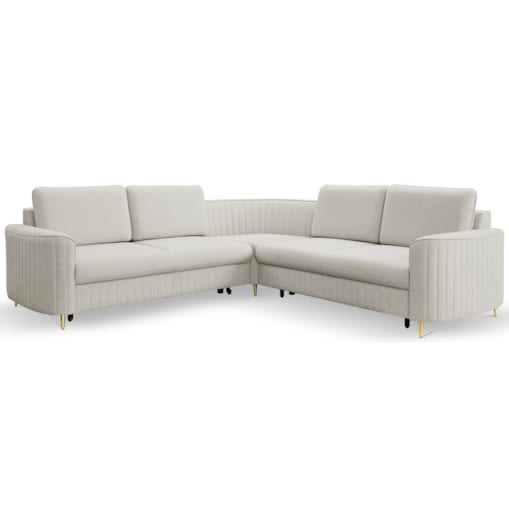 Narożnik z funkcją spania i pojemnikiem na pościel LOREN, jasny szary