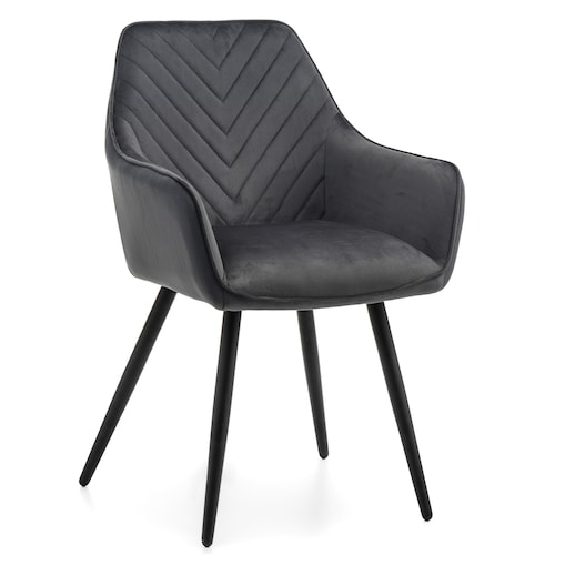 Krzesło tapicerowane welurowe do salonu jadalni VASTO szare