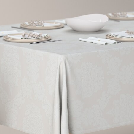 Obrus prostokątny 130 x 210 cm liście akantu na jasno-popielatym tle