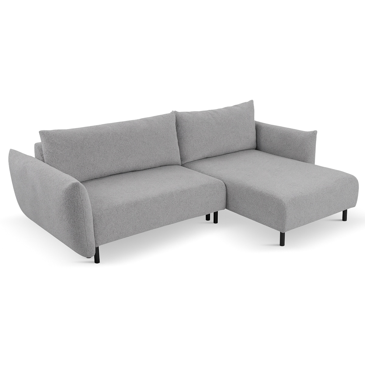 Narożnik DELI z funkcją spania na nóżkach, prawostronny, srebrny