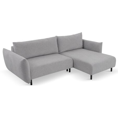 Narożnik DELI z funkcją spania na nóżkach, prawostronny, srebrny