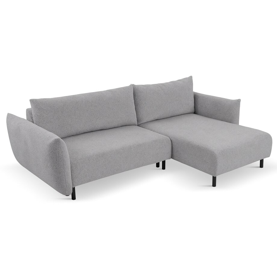 Narożnik DELI z funkcją spania na nóżkach, prawostronny, srebrny