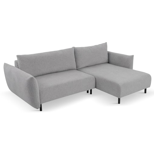 Narożnik DELI z funkcją spania na nóżkach, prawostronny, srebrny