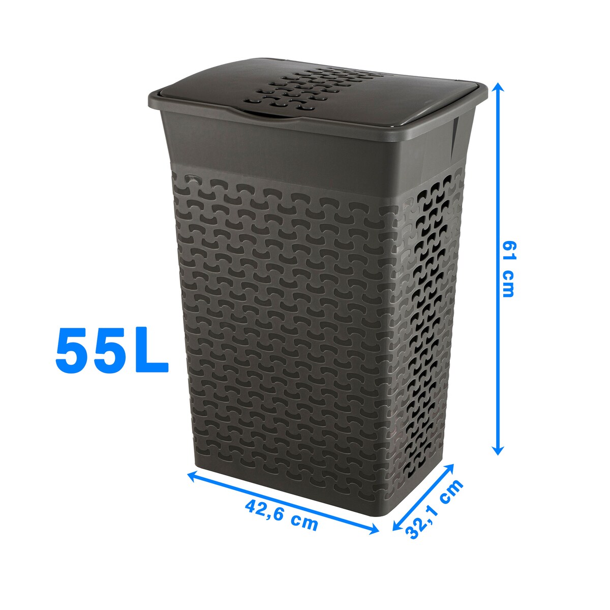 Kosz Na Pranie Bieliznę Wolnostojący Łazienkowy 55 L Szary Melanż