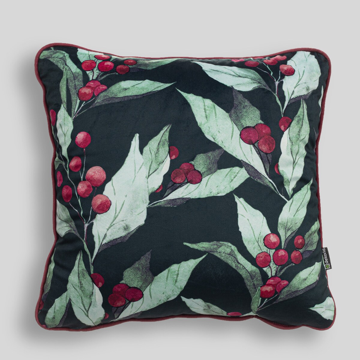 Poszewka na poduszkę Holly Bliss 43x43 cm boże narodzenie, święta, świąteczne, czarny-zielony-czerwony-wielokolorowy, 43x43 cm