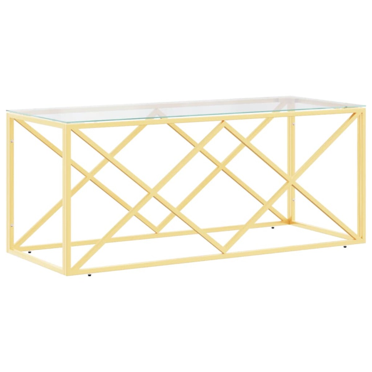vidaXL Stolik kawowy, 110x45x45 cm, stal nierdzewna i szkło