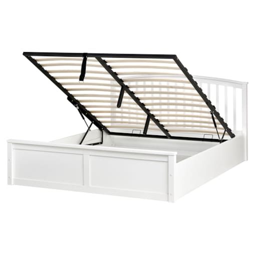 Łóżko z pojemnikiem Drewno sosnowe CLARBEC 160 x 200 cm Biały