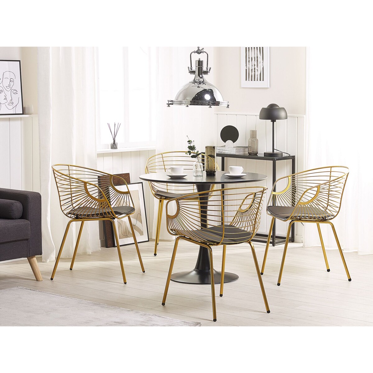 Zestaw 2 krzeseł do jadalni złoty HOBACK