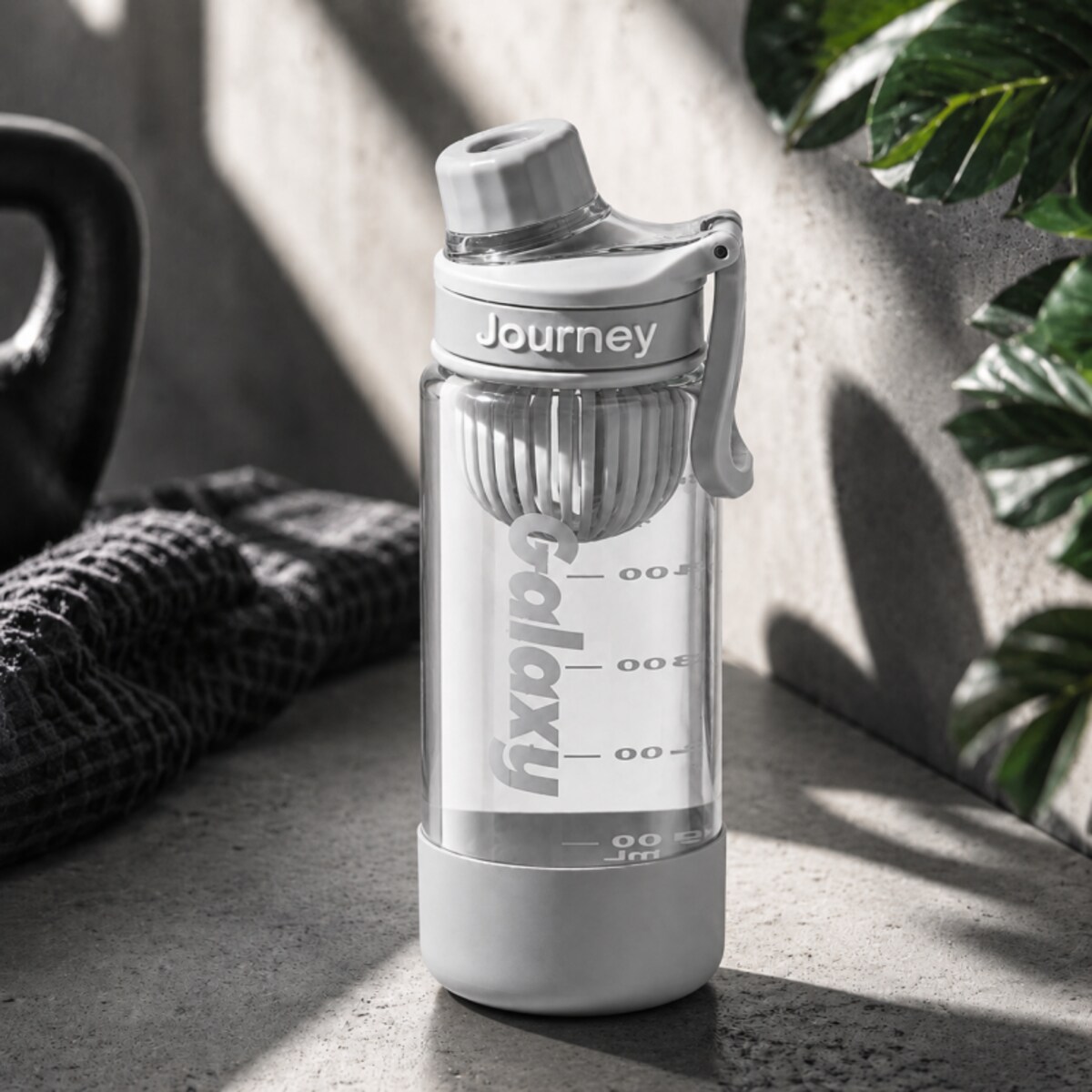 Butelka na wodę z uchwytem, sportowy bidon z miarką 800ML GALAXY szary BD71SZ