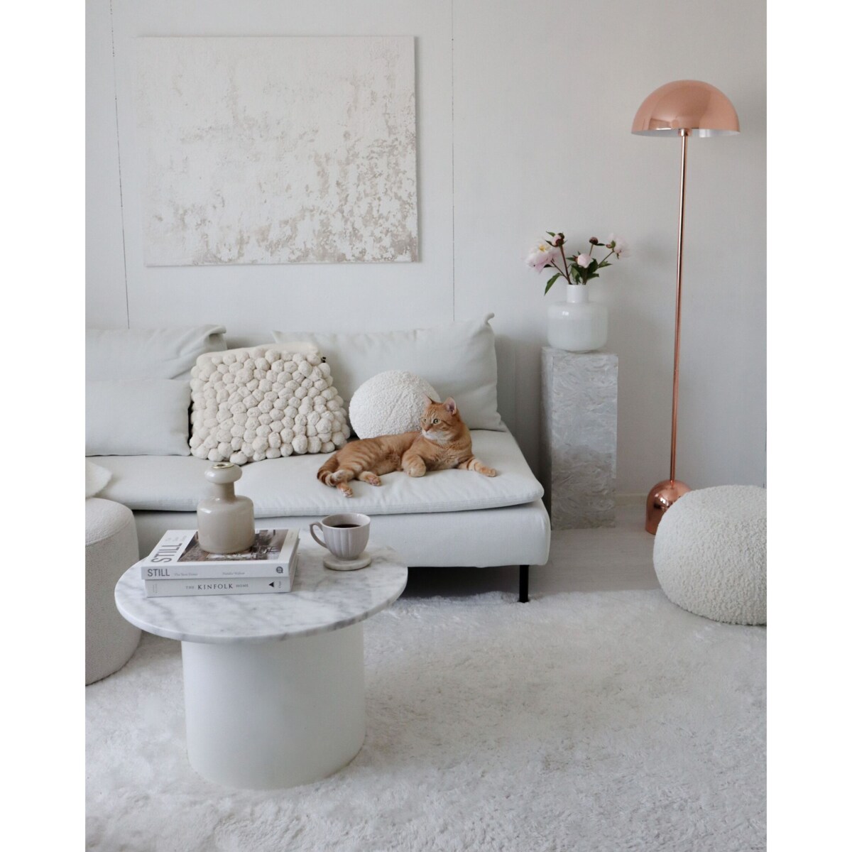 Lampa podłogowa metalowa miedziana MACASIA