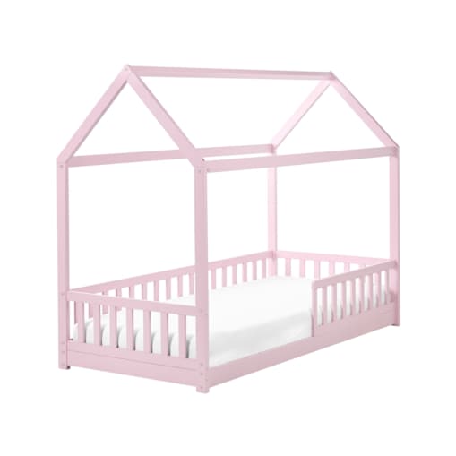 Łóżko dziecięce Domek Drewno sosnowe COSSAYE 90 x 200 cm Pastelowy róż