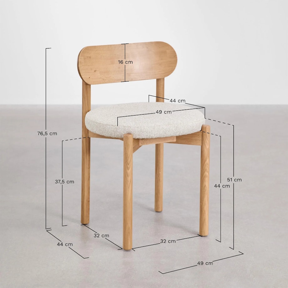 Krzesło do jadalni dębowe, naturalne, bouclé Bianca