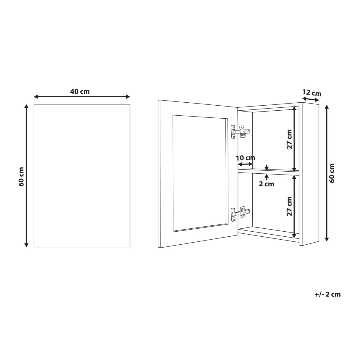 Szafka wisząca łazienkowa z lustrem PRIMAVERA 40 cm 60 cm Biały