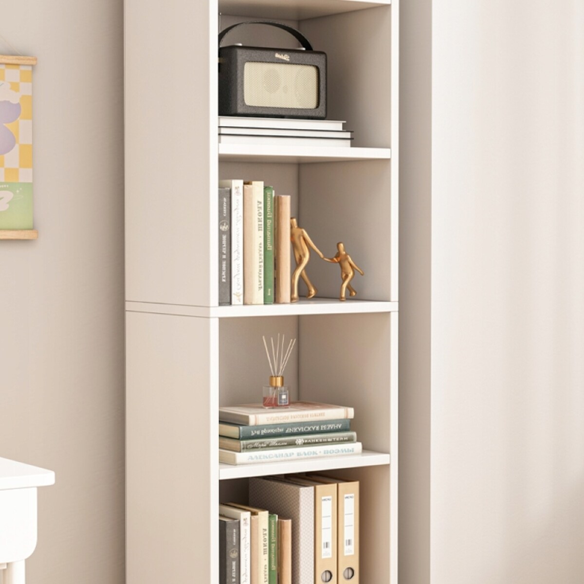 Biały Regał Stojący Na Książki Półki Wysoki Skandynawski Słupek Szafa 180cm