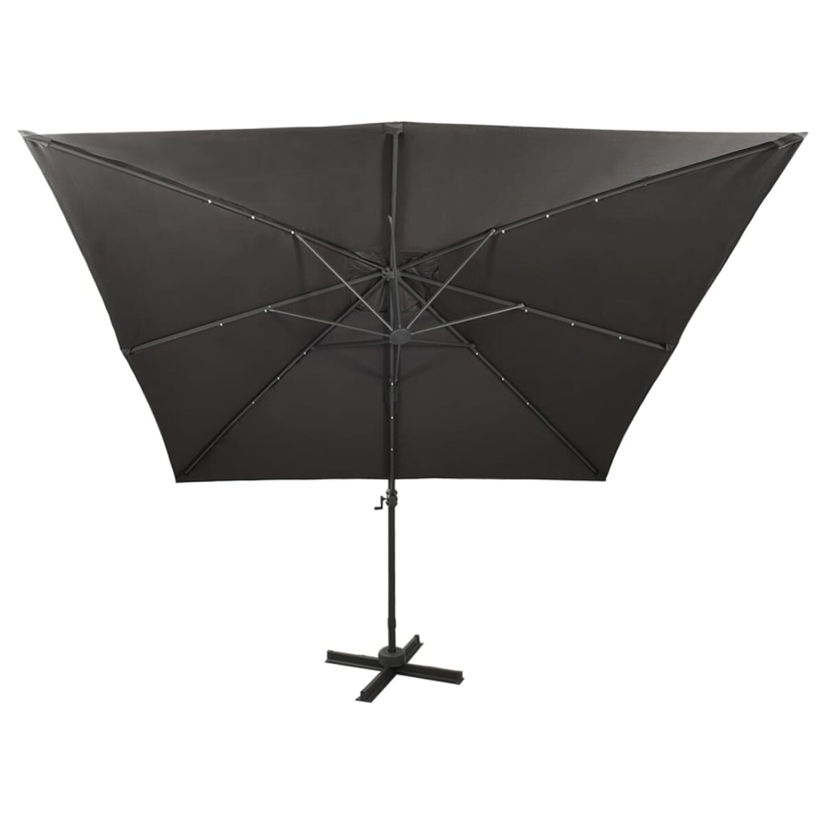 vidaXL Parasol wiszący z lampkami LED i słupkiem, antracytowy, 300 cm
