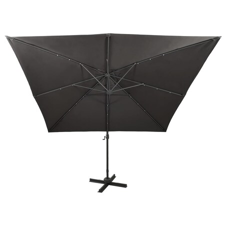 vidaXL Parasol wiszący z lampkami LED i słupkiem, antracytowy, 300 cm