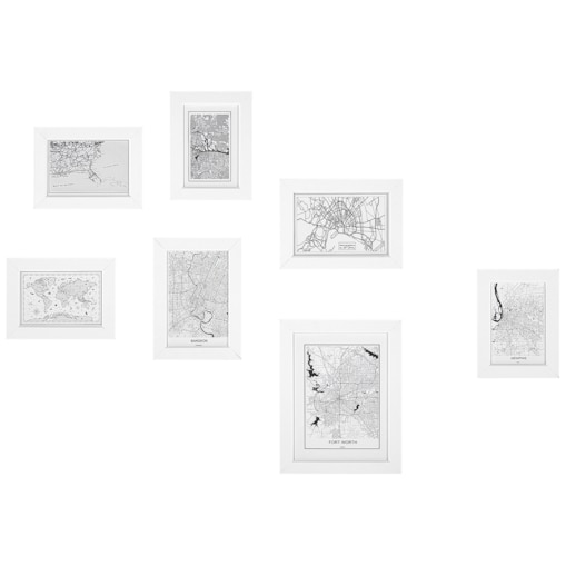 Galeria ścienna mapy 7 ramek biała DENKORO