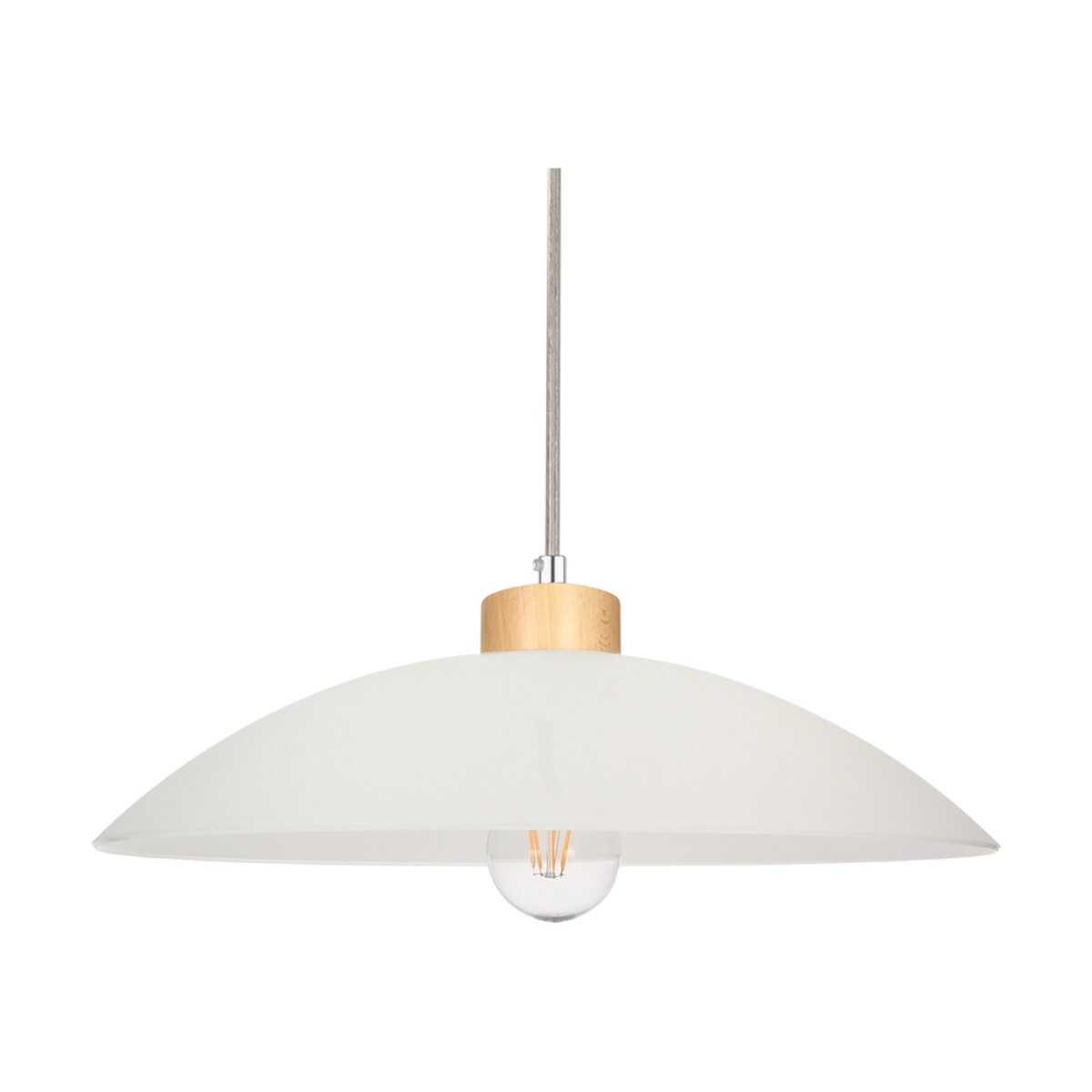 Drewniana Lampa Wisząca BRITOP Lighting 1xE27 Max.60W Naturalna Brzoza FSC z Białym Szkłem, Polski Producent, 1 szt.