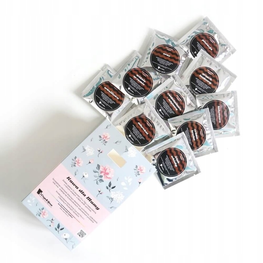 Kwiecista torebka z kawą aromatyzowaną dla Mamy na DZIEŃ MATKI 10 smaków