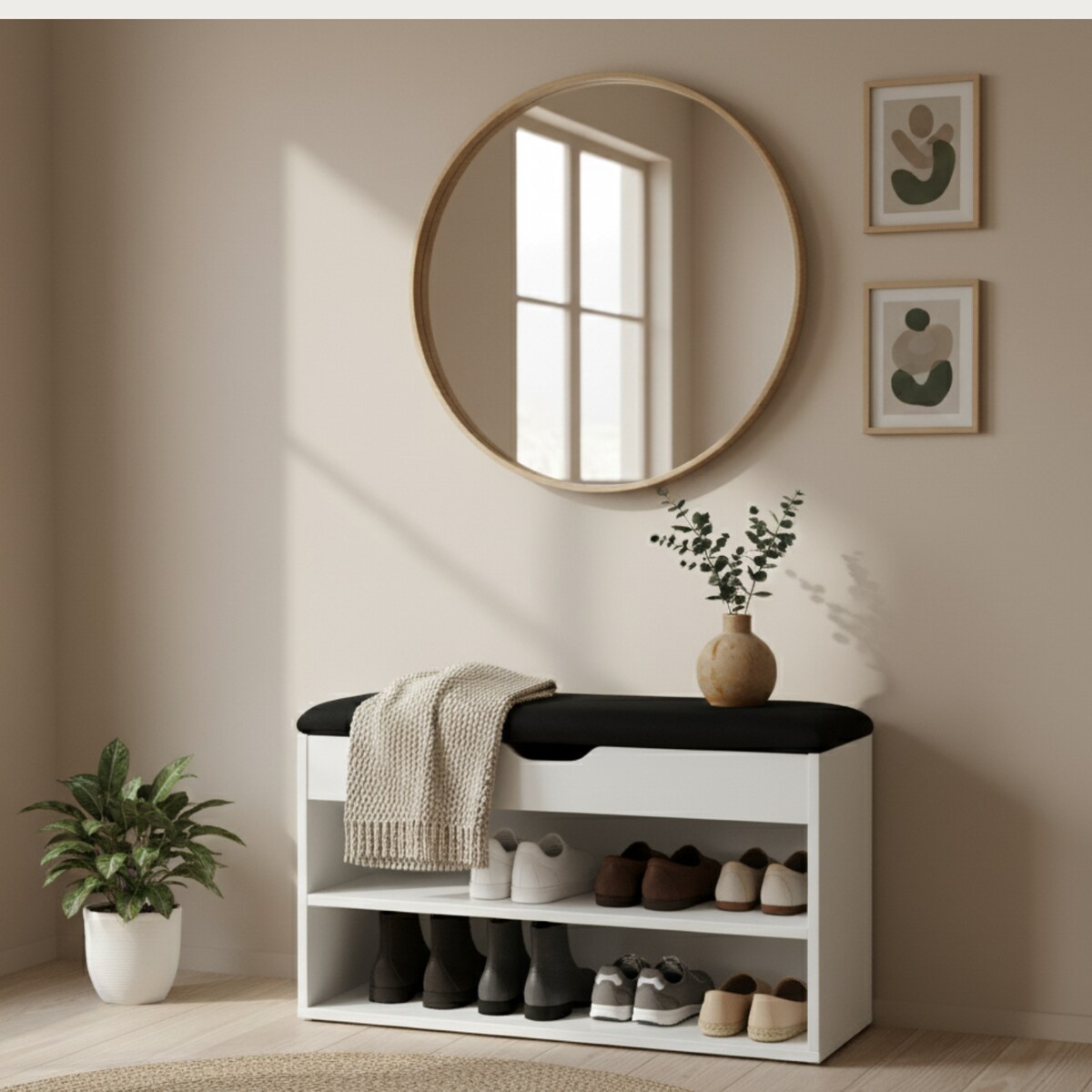 Szafka na buty z siedziskiem LEVA, 60 x 30 x 47 cm